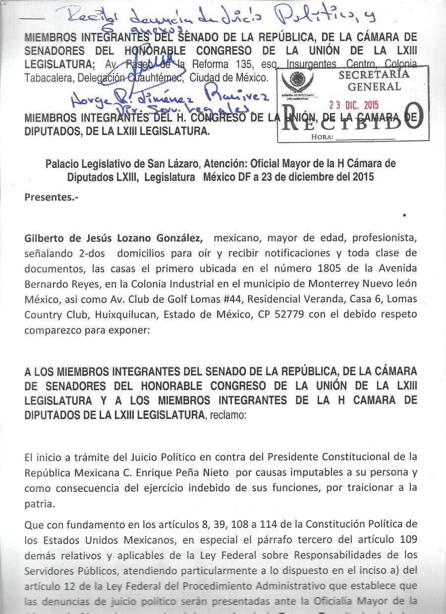 Solicitud de JUICIO POLITICO a EPN 002